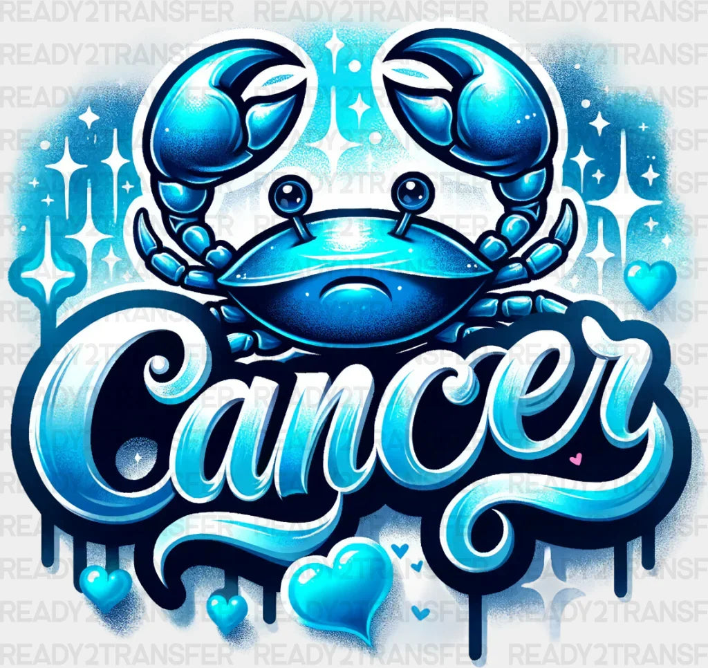 Cancer Blue And Pink - Zodiacs & Horoscopes Dtf Transfer Adult Unisex S M (10’’) / Color Design