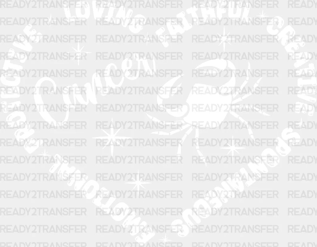 Cancer Heart Design - Zodiacs & Horoscopes Dtf Heat Transfer Adult Unisex S M (10’’) / Light