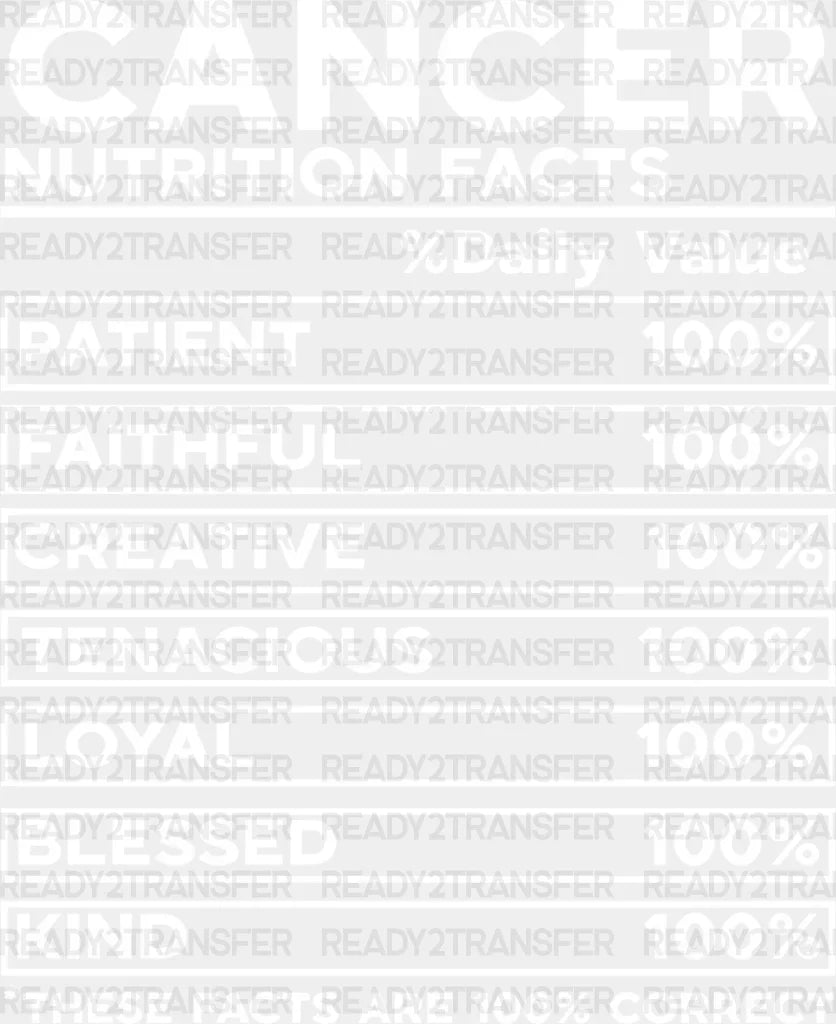 Cancer Nutrition Facts - Zodiacs & Horoscopes Dtf Heat Transfer Adult Unisex S M (10’’) / Light