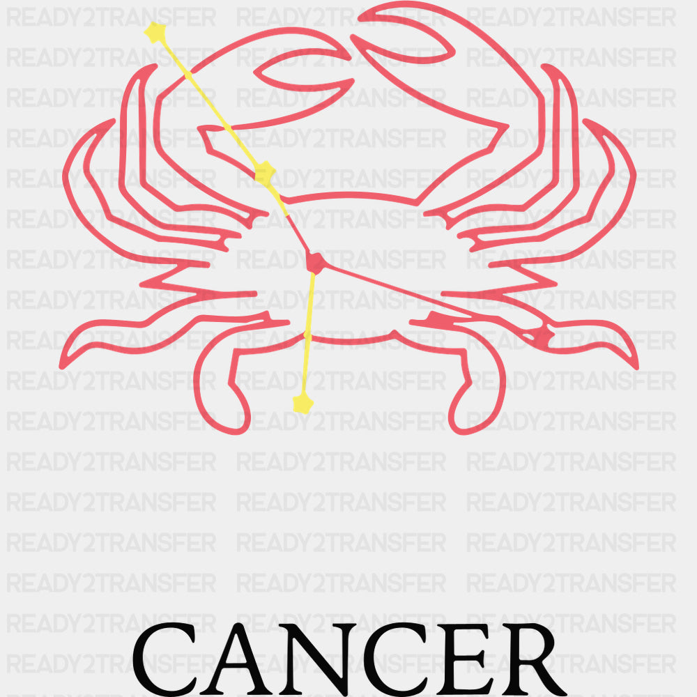 Cancer Raspberry Constellation - Zodiacs & Horoscopes DTF Transfers - Adult Unisex - S & M (10’’) / Dark Color Design