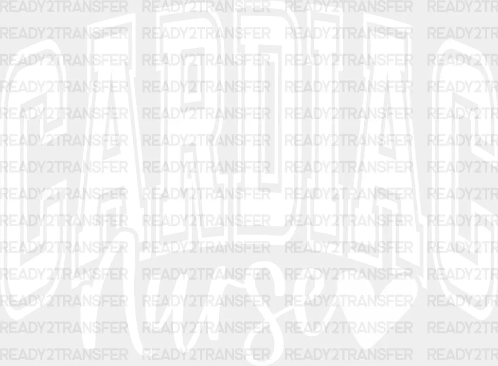 Cardiac Nurse Heart Design - Heat Transfer Adult Unisex S & M (10’’) / White