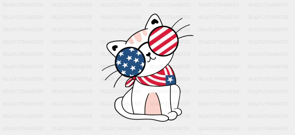 Cat Glasses - 4th Of July Cup Wrap UV Sticker Permanent UV DTF Decal