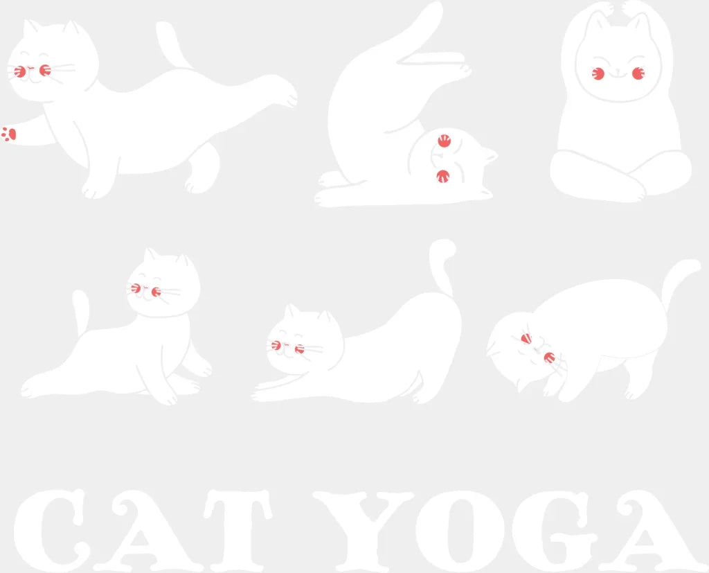 Cat Yoga - Dtf Heat Transfer Adult Unisex S & M (10’’) / White