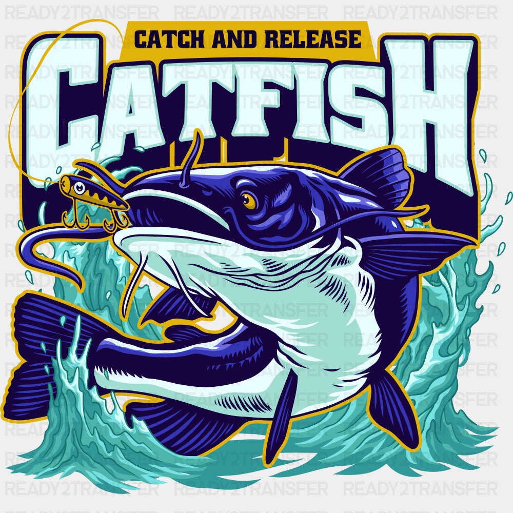 Catch And Release, Purple Catfish - Fishing DTF Transfers ready2transfer