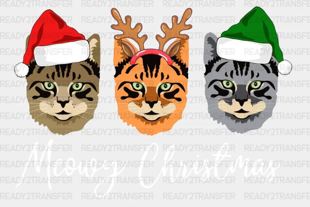 Cats Merry Christmas Dtf Transfer