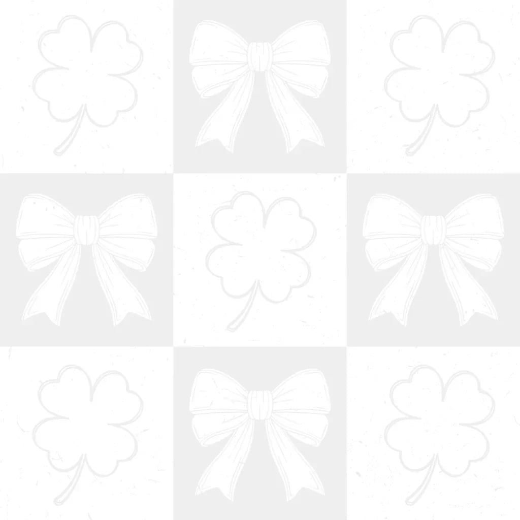 Checker Board Clovers And Ribbons - St. Patrick’s Day DTF Transfer Adult Unisex - S & M (10’’) / Light Color Design