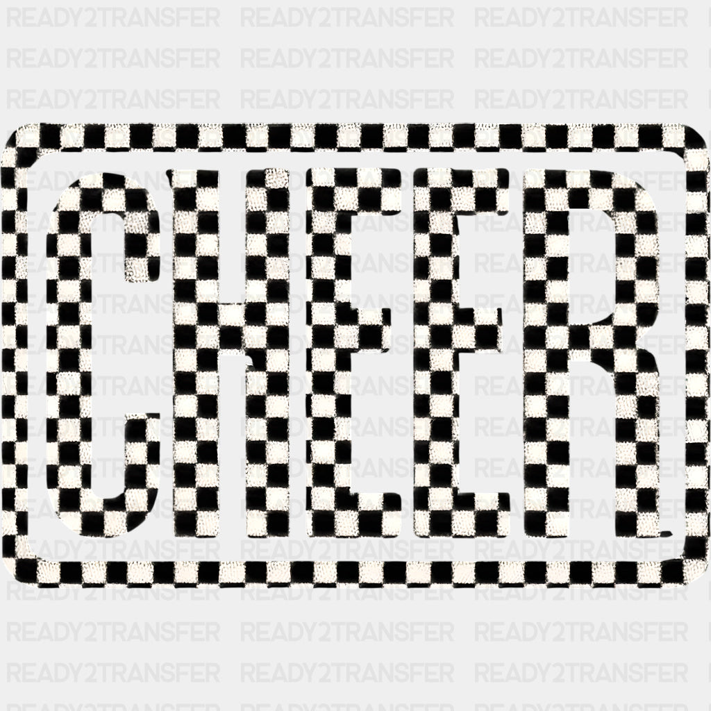Cheer B&W Checkered - Cheerleading DTF Transfers ready2transfer