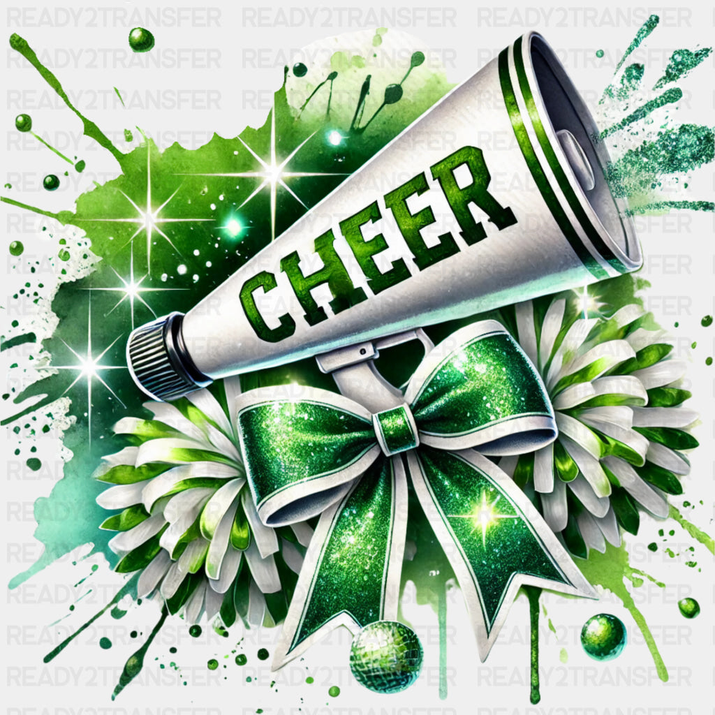 Cheer Green & White Megaphone - Cheerleading DTF Transfers ready2transfer