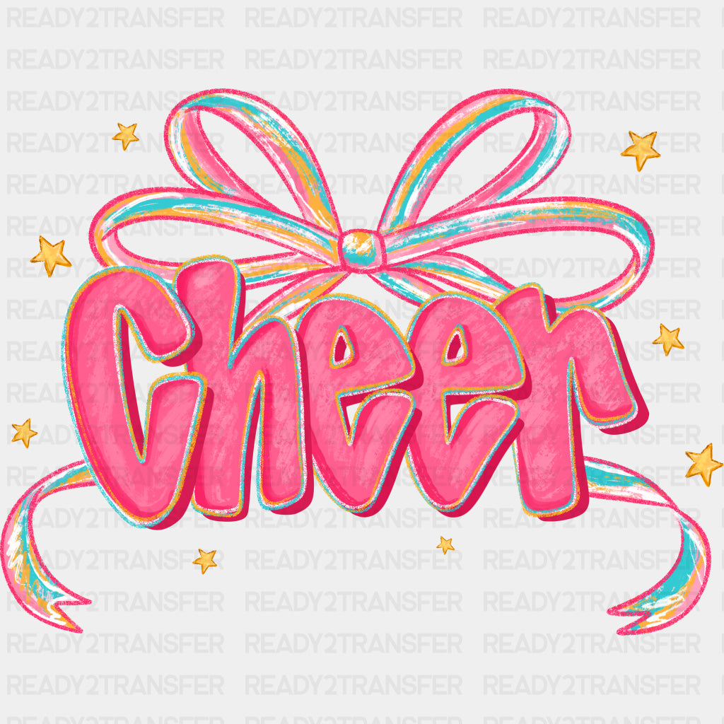 Cheer Pink & Cyan Ribbon - Cheerleading DTF Transfers ready2transfer