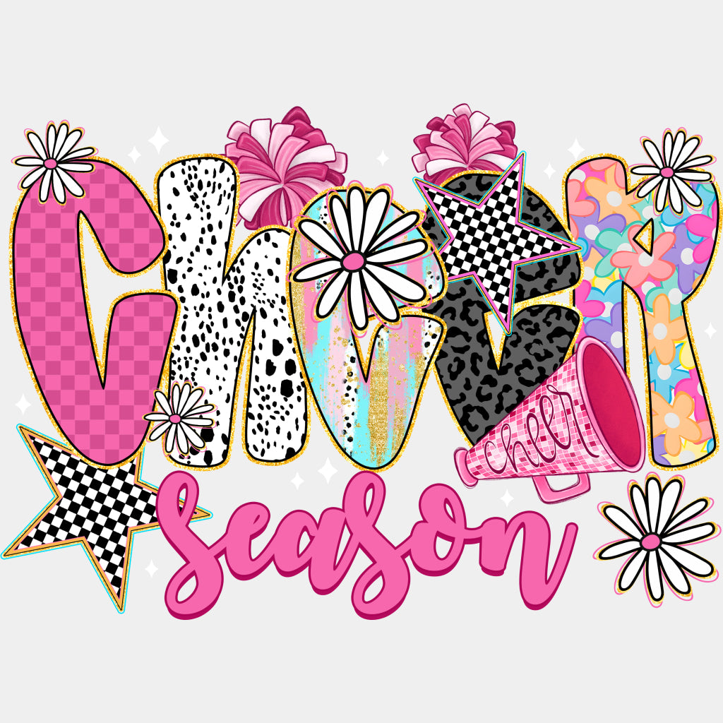 Cheer Season Flowers & Stars - Cheerleading DTF Transfers ready2transfer Light Color Design (See Imaging)