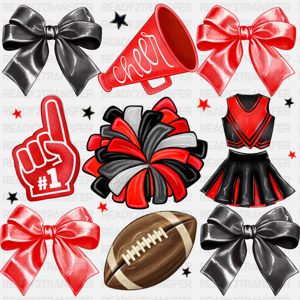 Cheerleader Items Black & Red - Cheerleading DTF Transfers ready2transfer