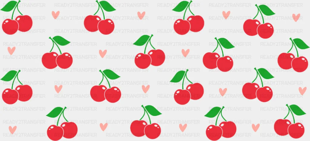 Cherries & Hearts - General Cup Wrap UV Sticker Permanent UV DTF Decal