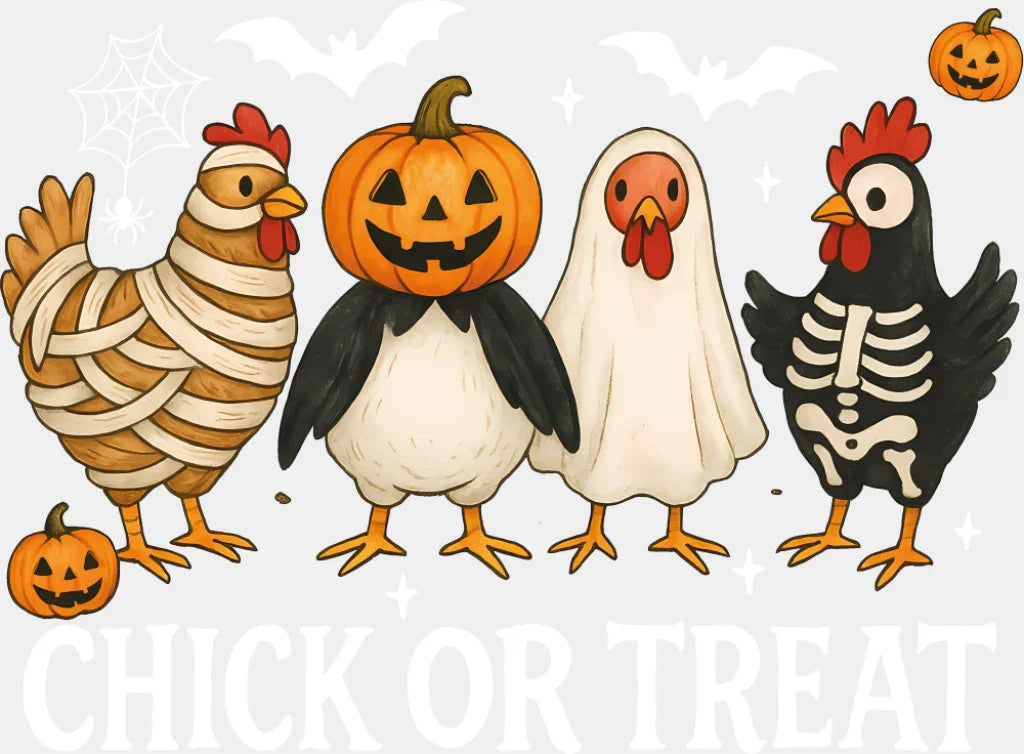 Chick Or Treat - Halloween DTF Transfer Adult Unisex - S & M (10’’) / Light Color Design (See Imaging)