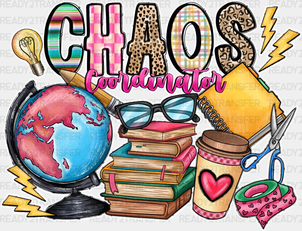 Choaos Coordinator Design - Teachers Dtf Heat Transfer Adult Unisex S & M (10’’) / White
