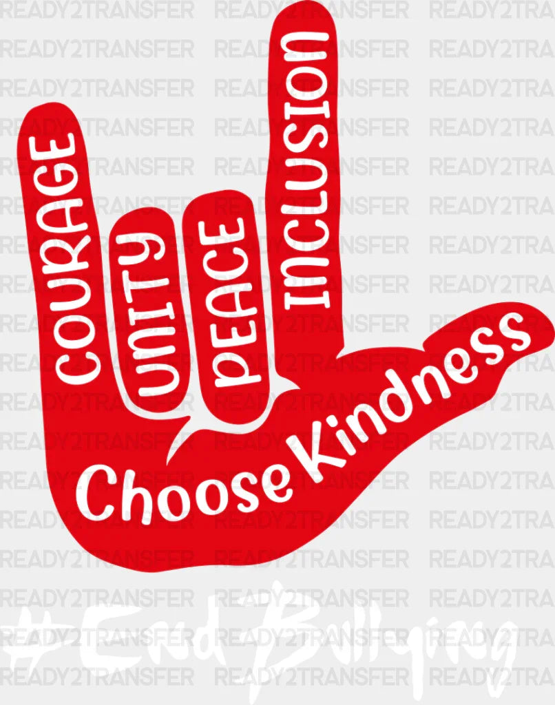 Choose Kindness End Bullying - Anti Dtf Heat Transfer Adult Unisex S & M (10’’) / Light Color