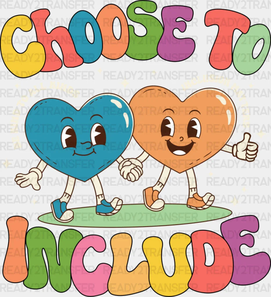 Choose To Include Hearts Design - Autism Awareness Dtf Transfer Adult Unisex S & M (10’’) /