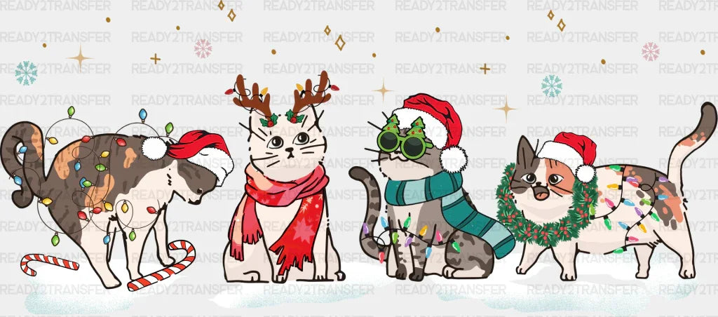 Christmas Cats In Snow - Dtf Transfer