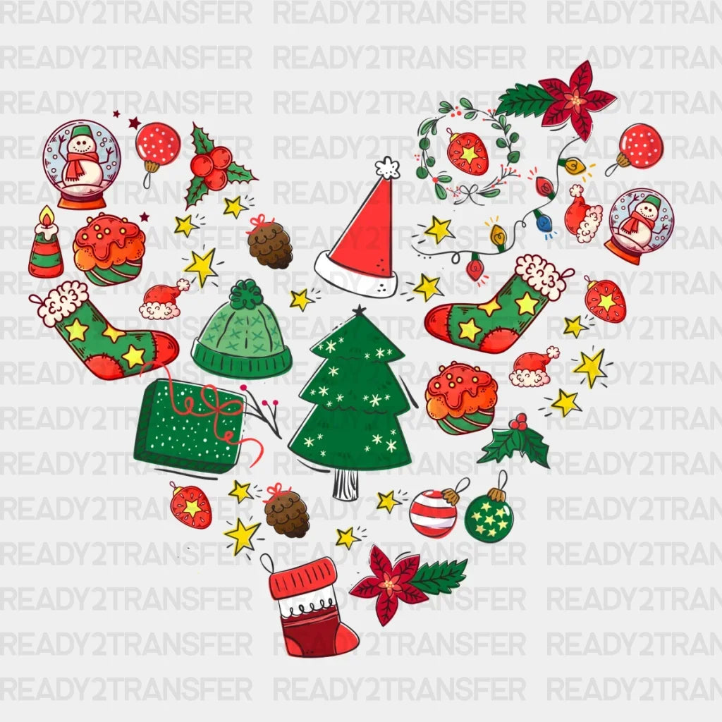Christmas Heart DTF Transfer ready2transfer