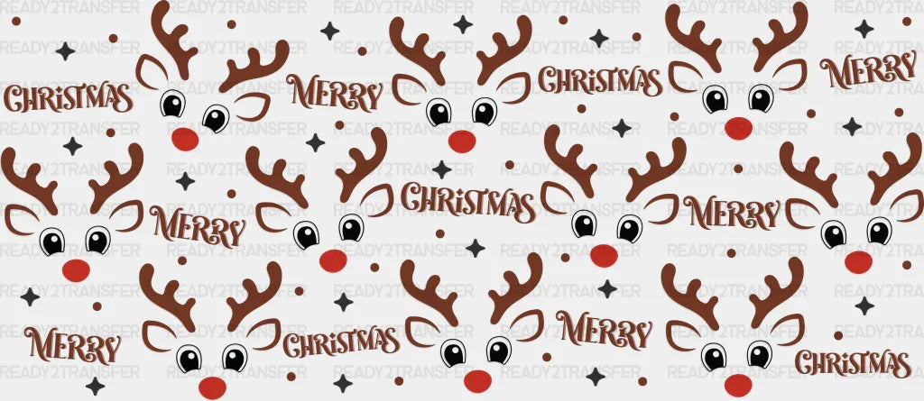 Christmas Reindeer Design - Cup Wrap Uv Sticker Permanent Dtf Decal