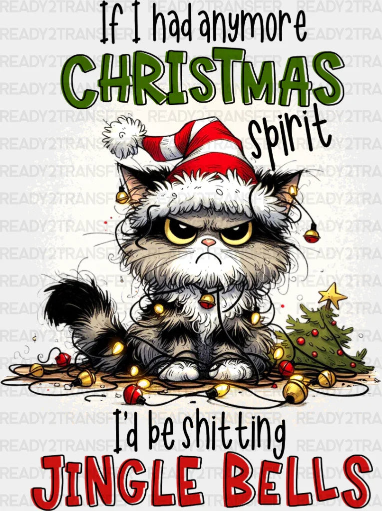 Christmas Spirit Cat - Dtf Transfer Adult Unisex S & M (10’’) / Dark Color Design (See Imaging)