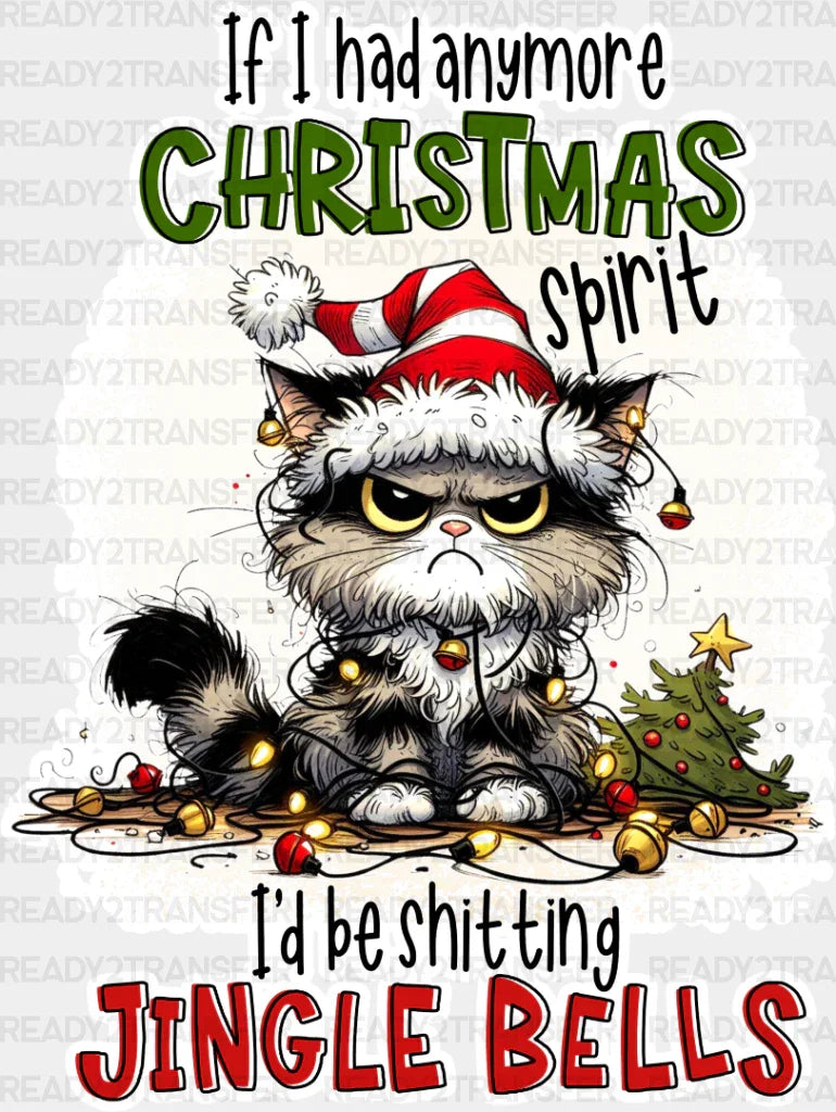 Christmas Spirit Cat - Dtf Transfer Adult Unisex S & M (10’’) / Light Color Design (See Imaging)