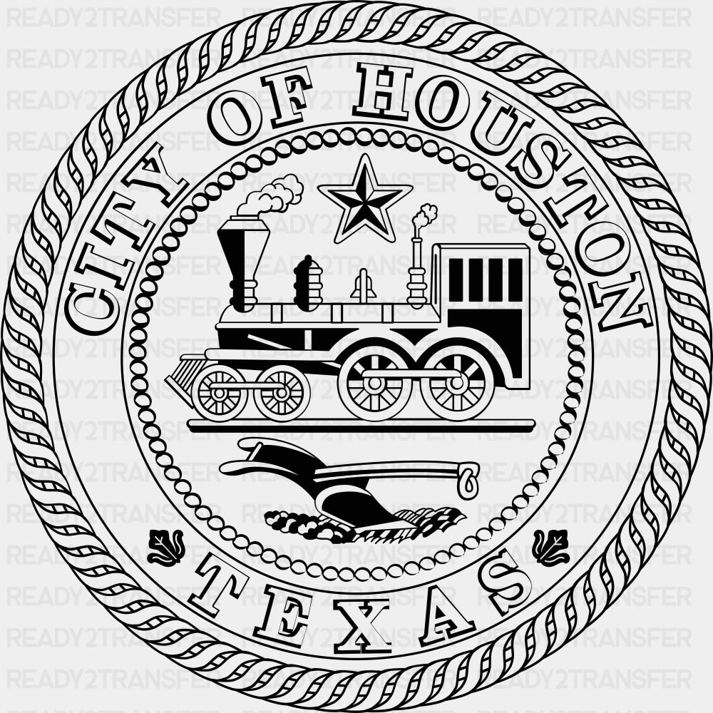 City Of Houston, Texas, B&W - States & Cities DTF Transfers ready2transfer Dark Color Design (See Imaging)