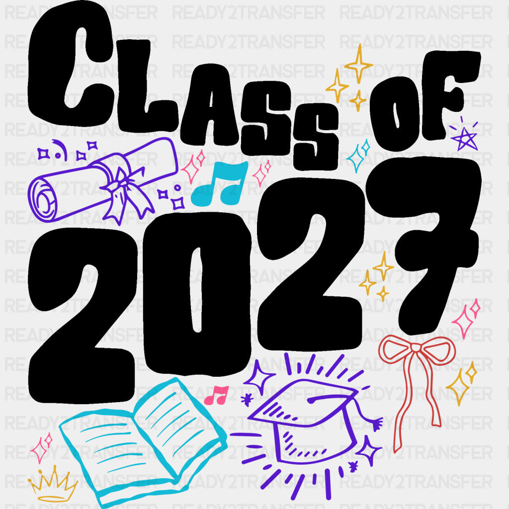 Class Of 2027 - Senior DTF Transfers - Adult Unisex - S & M (10’’) / Dark Color Design (See Imaging)