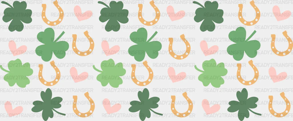 Clover Horseshoe Heart - St Patrick Cup Wrap Uv Sticker Permanent Dtf Decal