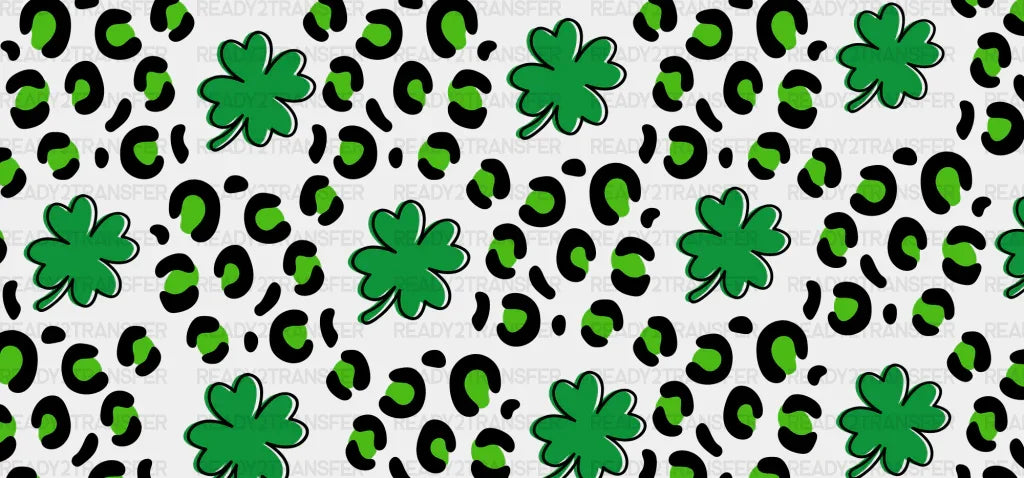 Clover Leopard Print - St Patrick Cup Wrap Uv Sticker Permanent Dtf Decal