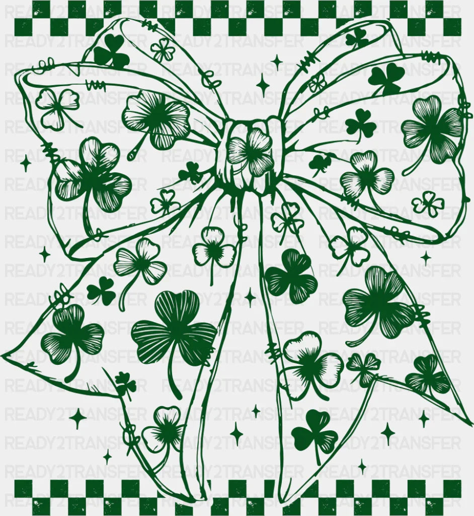 Clover Patterned Clover - St. Patrick’s Day DTF Transfer Adult Unisex - S & M (10’’) / Green Color Design (See Imaging)