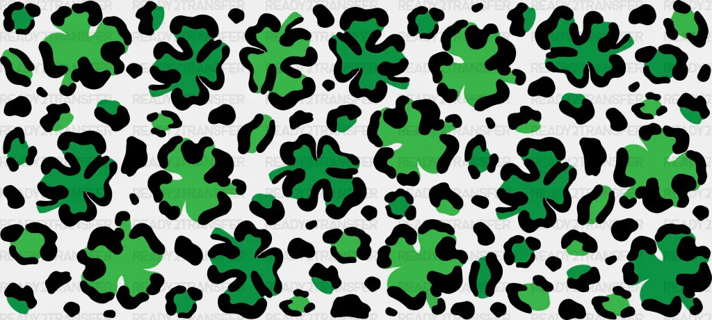 Clover With Leopard Print - St Patrick Cup Wrap Uv Sticker Permanent Dtf Decal