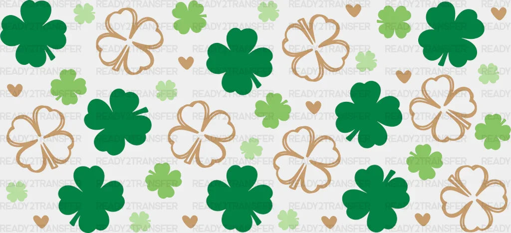 Clovers And Hearts - St Patrick Cup Wrap Uv Sticker Permanent Dtf Decal