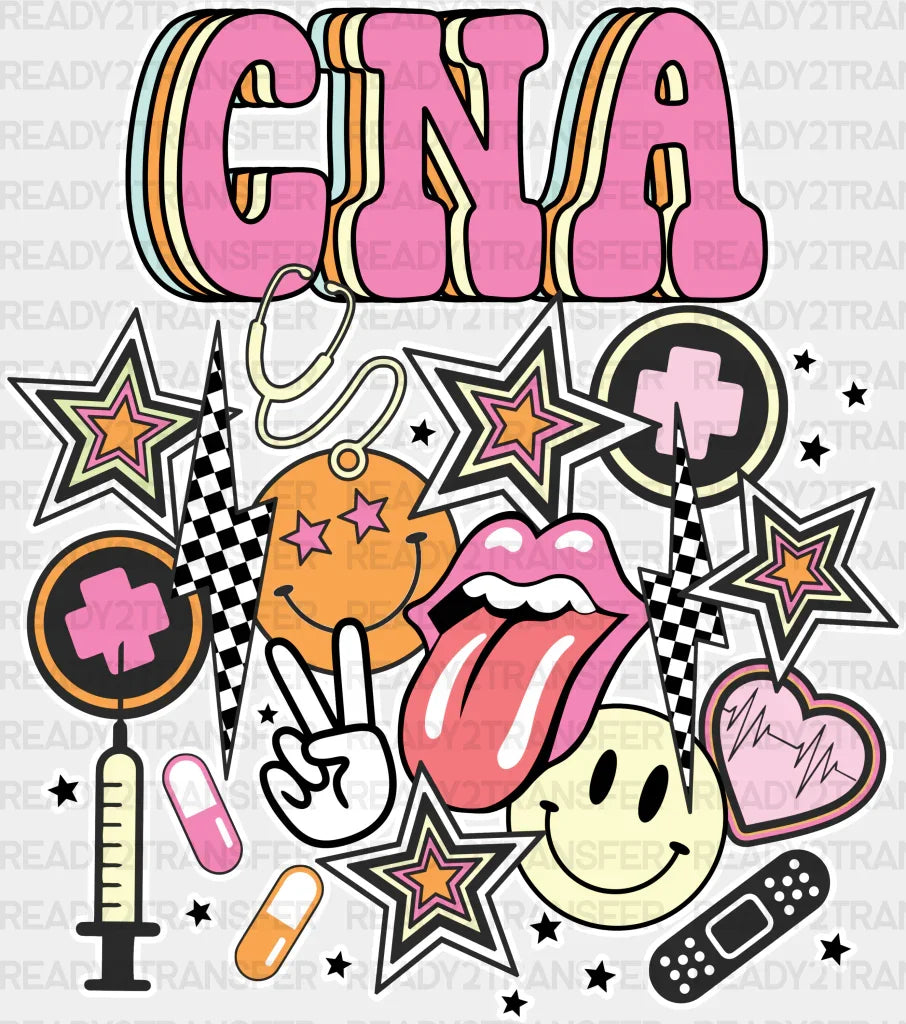 Cna Doodles Design - Dtf Transfers Adult Unisex S & M (10’’) / White