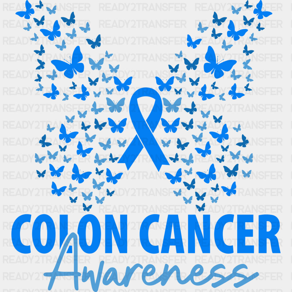 Colon Cancer Awareness Butterflies & Ribbon - Colon Cancer DTF Transfers