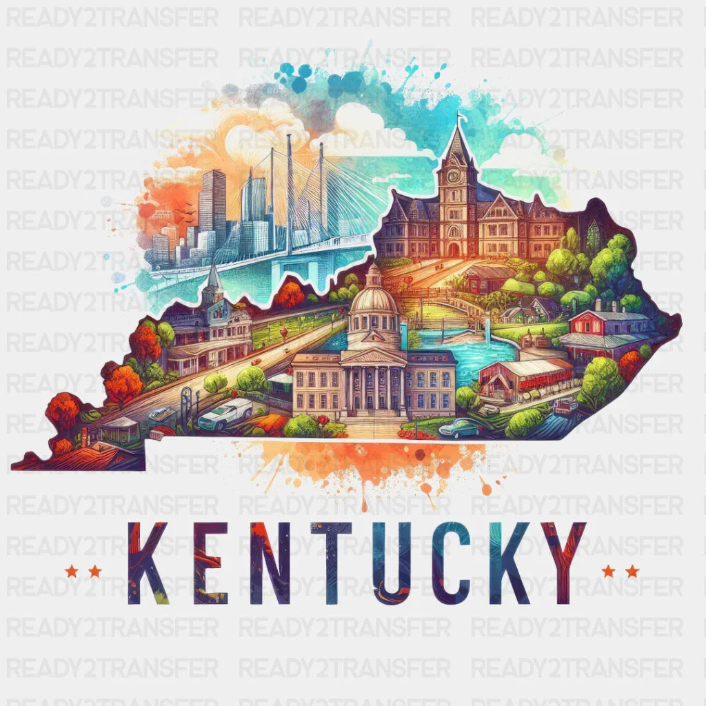 Colorful Kentucky State Design - & Cities Dtf Heat Transfer
