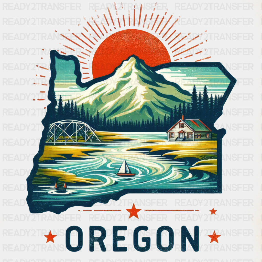 Colorful Oregon State Design - State & Cities DTF Heat Transfer ready2transfer