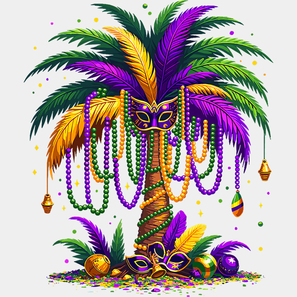 Colorful Palm Tree - Mardi Gras DTF Transfers ready2transfer Light Color Design (See Imaging)