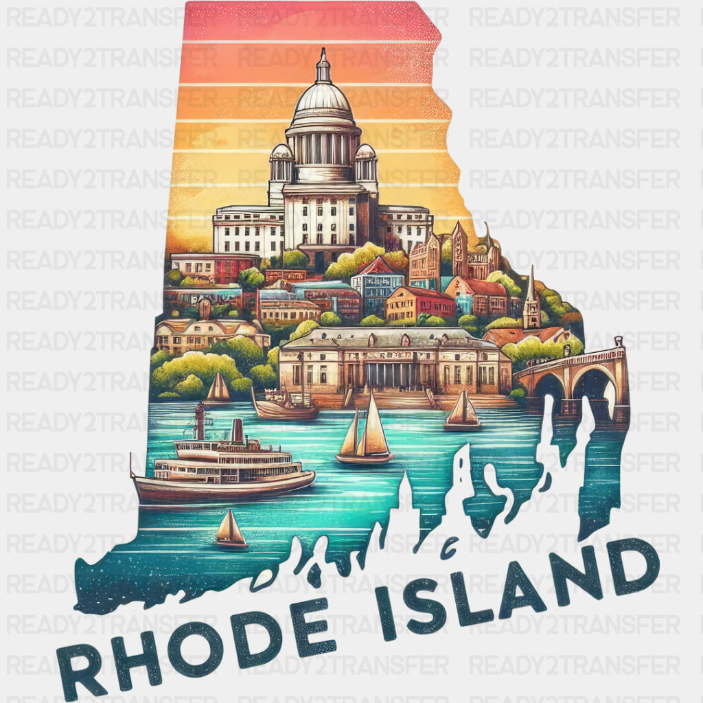 Colorful Rhode Island State Design - State & Cities DTF Heat Transfer ready2transfer