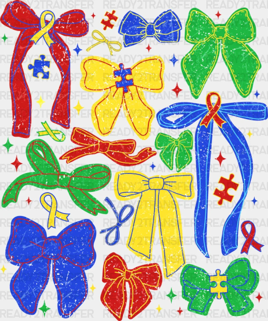 Colorful Ribbons - Autism Awareness Dtf Transfer