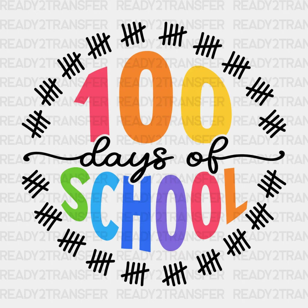 Colorful Simple 100 Days Of School Dtf Transfer