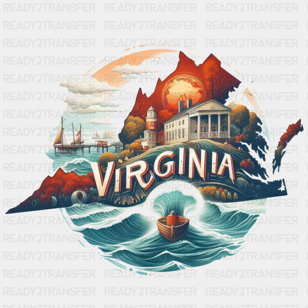 Colorful Virginia State Design - State & Cities DTF Heat Transfer ready2transfer