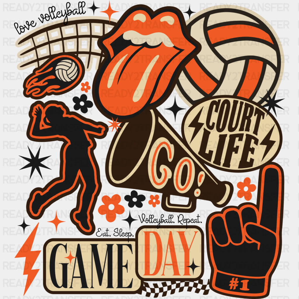 Court Life, Game Day, Go! - Volleyball DTF Transfers ready2transfer Dark Color Design (See Imaging)