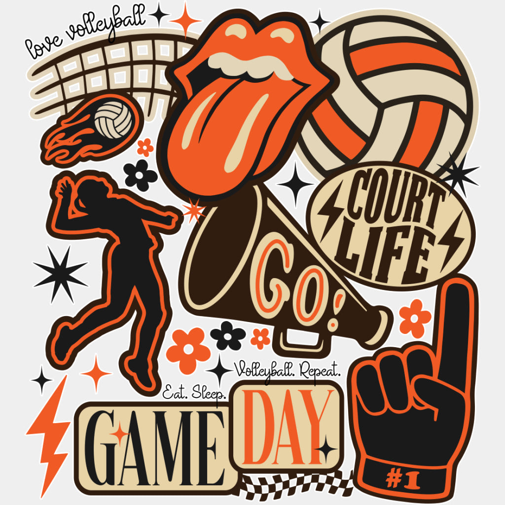 Court Life, Game Day, Go! - Volleyball DTF Transfers ready2transfer Light Color Design (See Imaging)