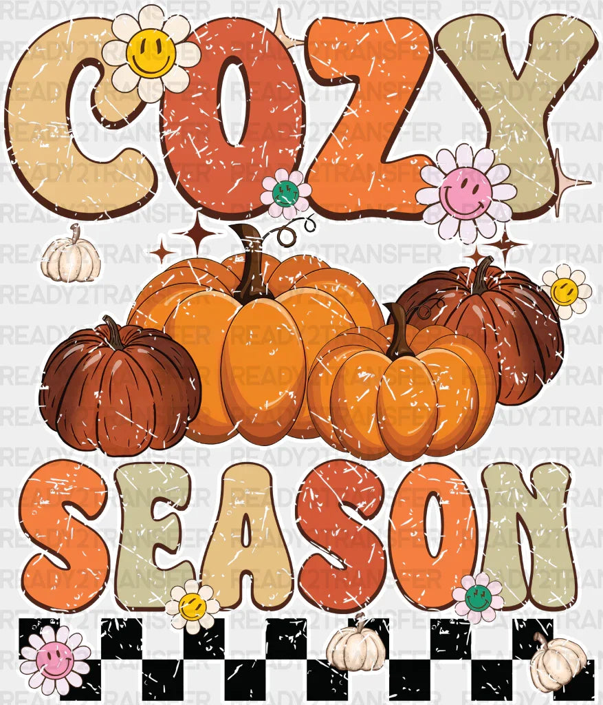 Cozy Season Pumpkin And Flowers - Fall Dtf Transfer