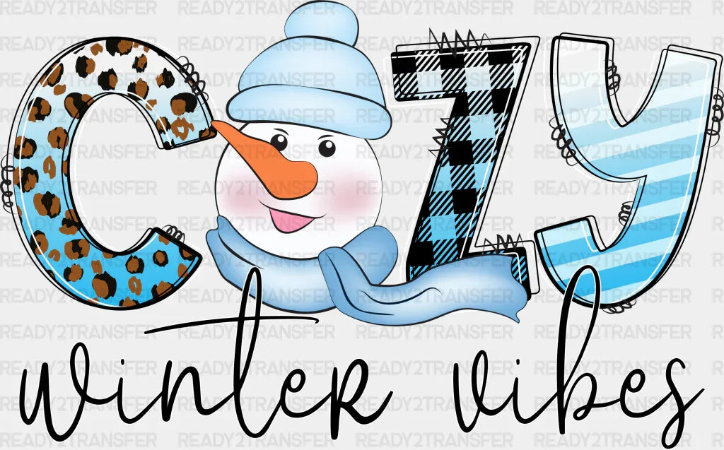 Cozy Winter Vibes - Winter Iron On DTF Transfer ready2transfer Dark Color Design ( See imaging )