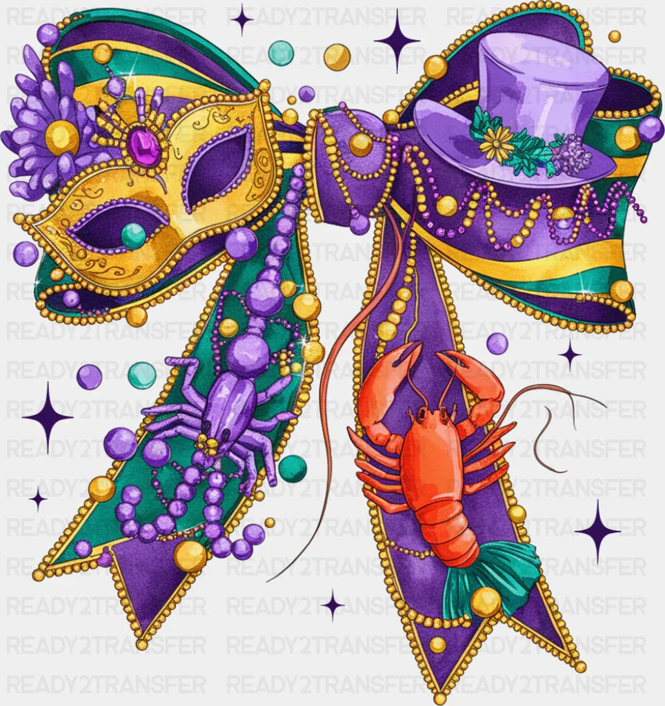 Crawfish Ribbon Purple - Mardi Gras DTF Transfer