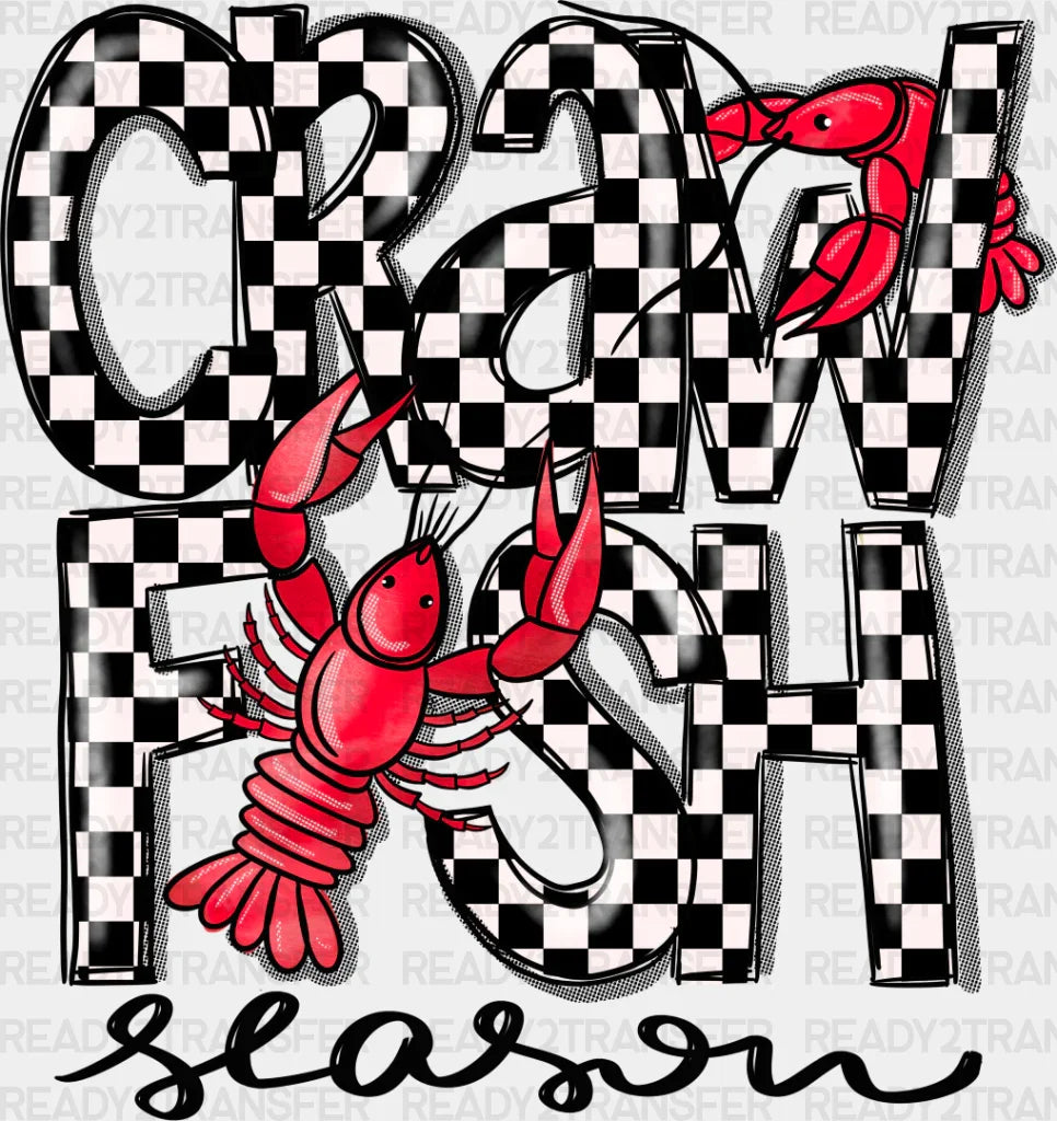Crawfish Season Checkered Design - Dtf Transfer Adult Unisex S & M (10’’) / Dark Color (See Imaging)