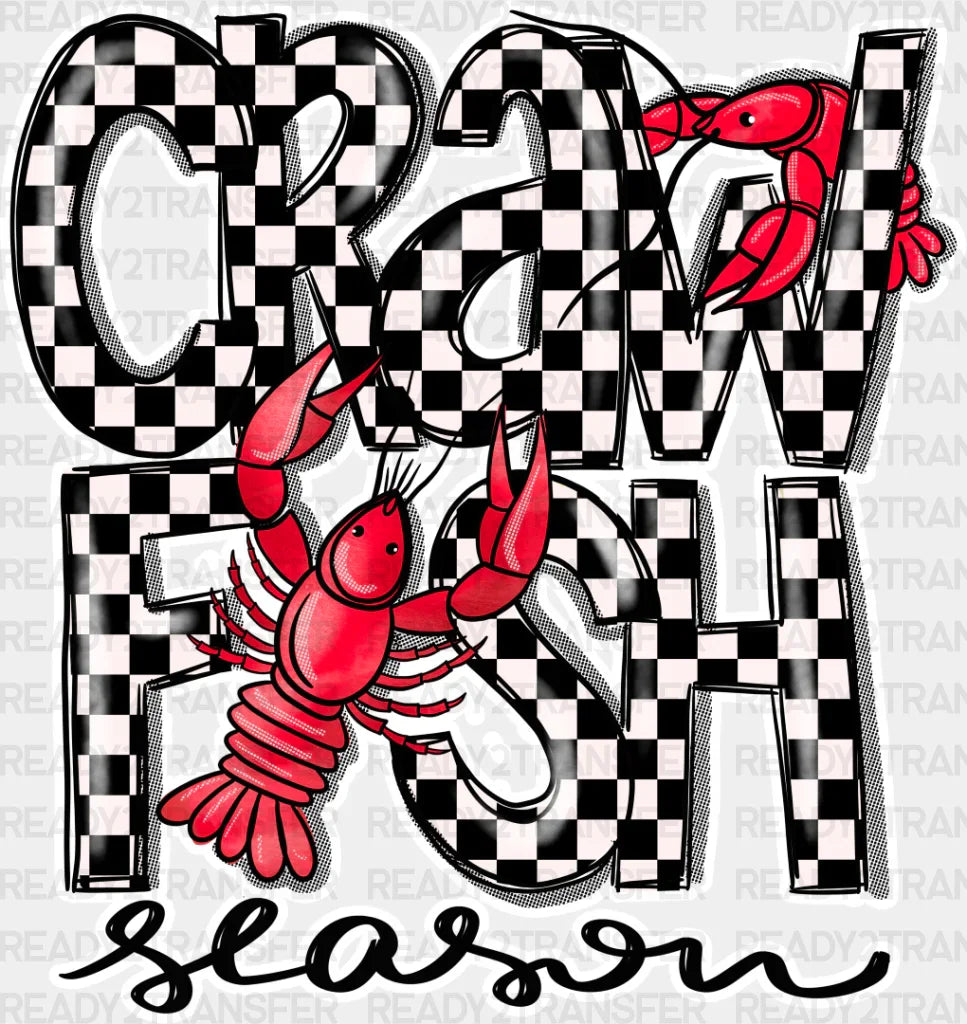 Crawfish Season Checkered Design - Dtf Transfer Adult Unisex S & M (10’’) / Light Color (See