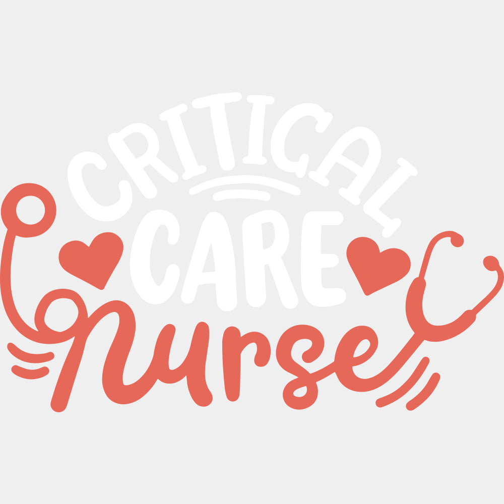 Critical Care Nurse, Orange Hearts & Stethoscope - ICU DTF Transfers ready2transfer Light Color Design (See Imaging)