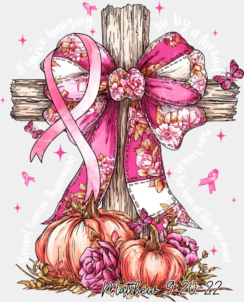 Cross Breast Cancer Awareness DTF Transfer Adult Unisex S & M (10’’) / Light Color Design (See Imaging)